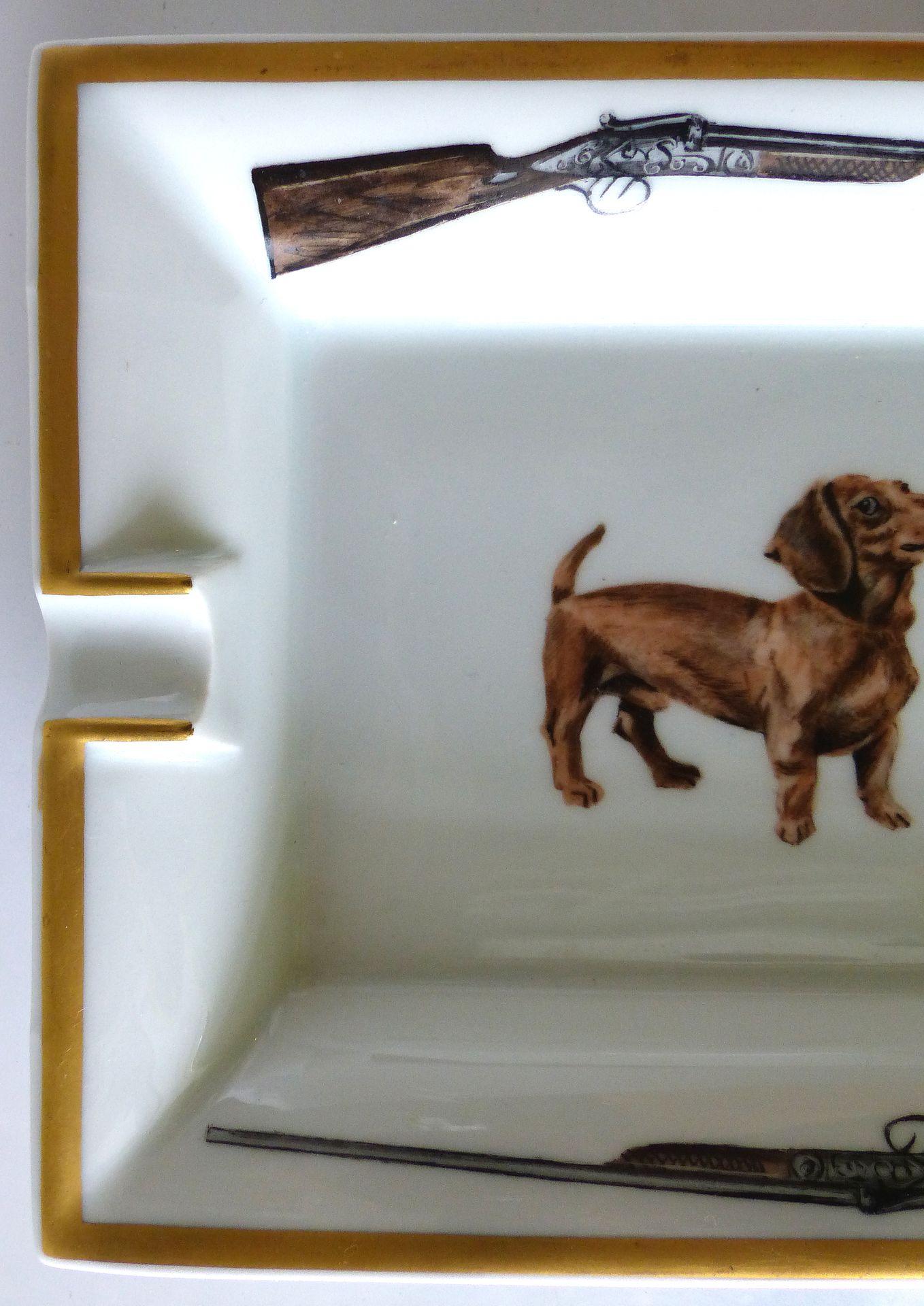 Hermes Paris French Gilt Porcelain Daschund Cigar Ashtray Modernism
